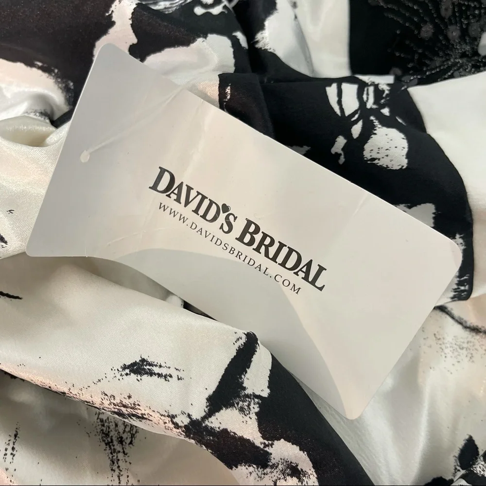 # Davids Bridal Strapless Sequined Chest Black & White Gown / Maxi Dress Size 7 - Picture 15 of 17